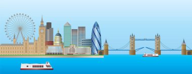 Londra şehrinin ünlü simgeleriyle