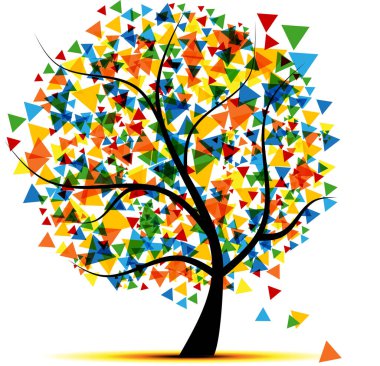 Renkli ağaç ile soyut arkaplan. vektör