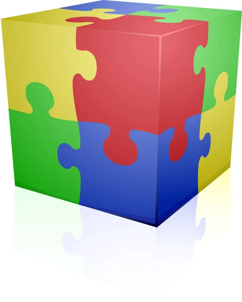 Puzzle Cubo Blanco — Vector de stock