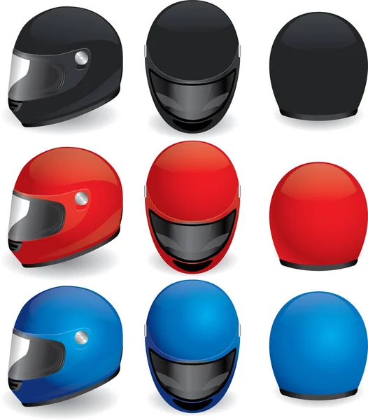 Caschi Moto Icone Vettoriale Illustrazione — Vettoriale Stock