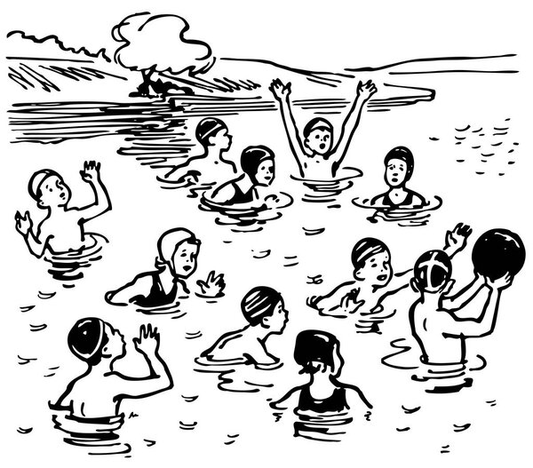 векторная иллюстрация купания в бассейне