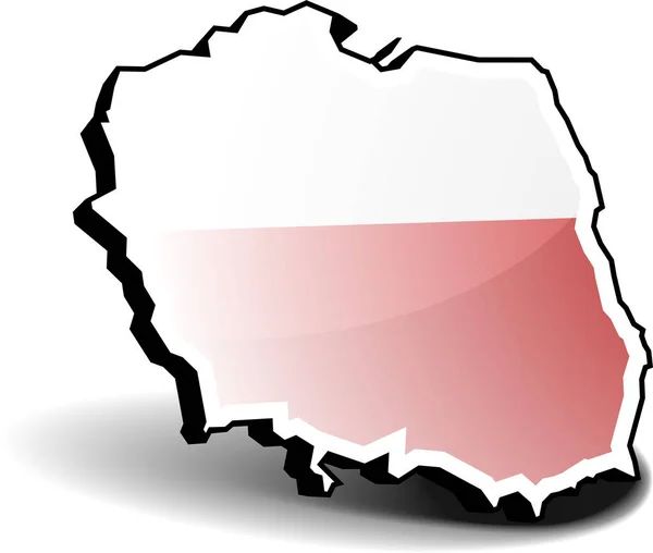 Karte Von Polen Flagge Des Landes — Stockvektor
