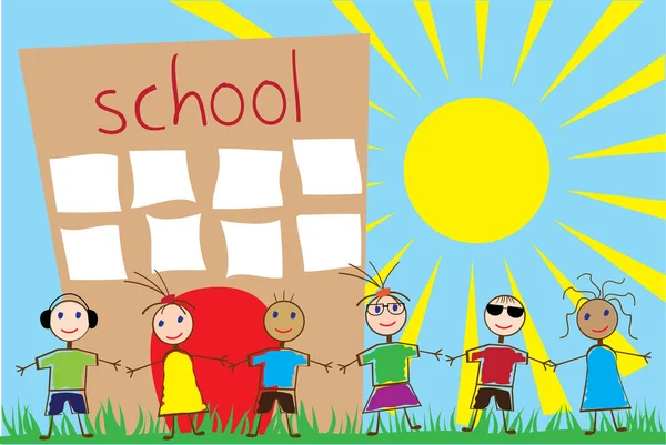 Glückliche Kinder Der Schule Illustration — Stockvektor