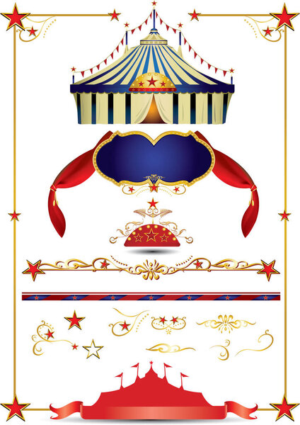 vector illustration of circus background with flags