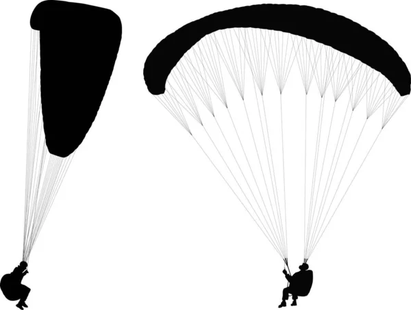 Silhouette Paracadute Con Sfondo Bianco — Vettoriale Stock