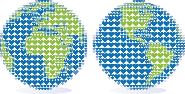 Земля Голубых Зеленых Сердец Лицензионные Стоковые Иллюстрации