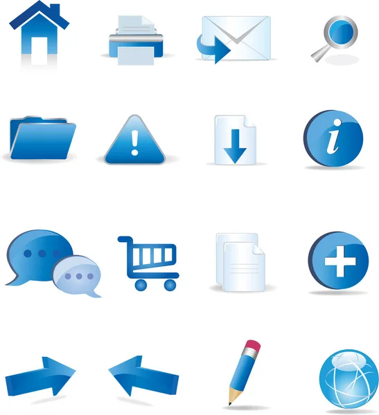 Blue Icons Set Collection — Stock Vector