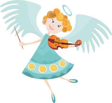 Keman çalan küçük tatlı melek kız