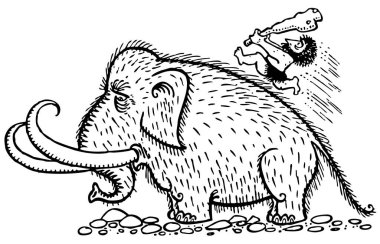 Mamut ve tarih öncesi insanın resmi. 