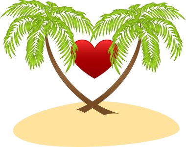 Palmiye ağaçları ve kalp
