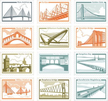 Beyaz arkaplanda farklı pullar