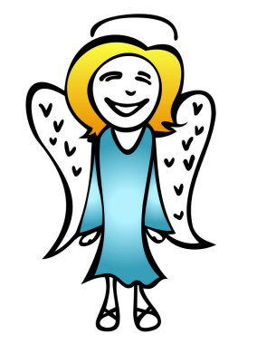 Beyaz arka planda mutlu bir meleğin çizimi 