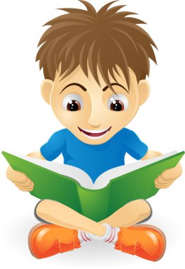 Çocuk bir kitap illüstrasyon okuma
