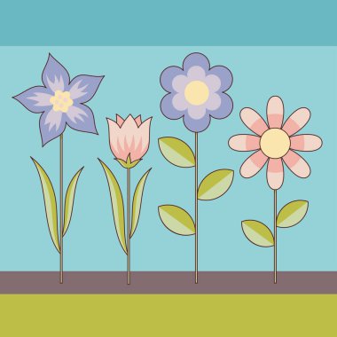 Çiçekli elementlerle arka planın web illüstrasyonu