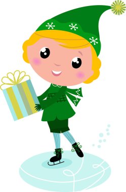 Hediyesi olan sevimli bir elf.