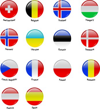 Avrupa 'nın bayraklarının vektör kümesi