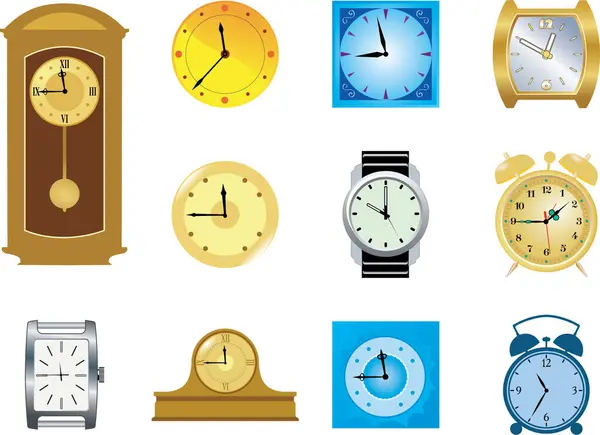 Conjunto Ícones Relógio Ilustração — Vetor de Stock