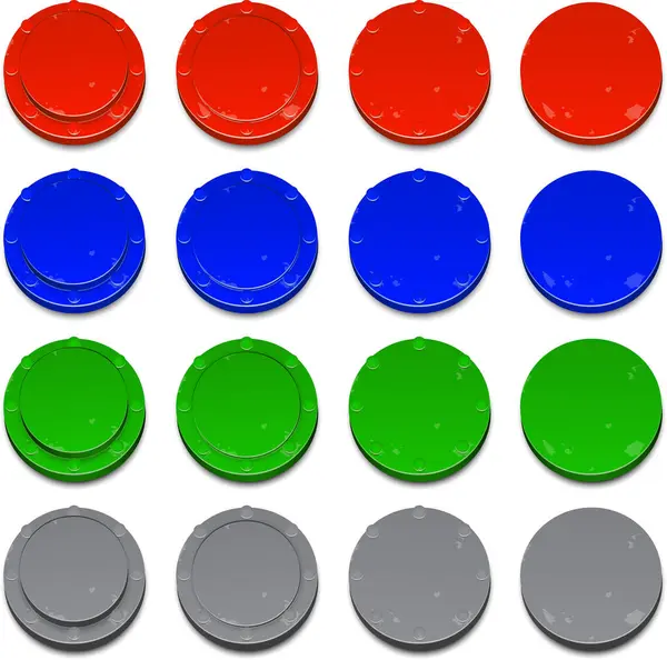 Набор Красочных Кнопок Белом — стоковый вектор