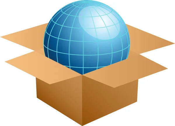 stock vector globe with a cardboard box. 