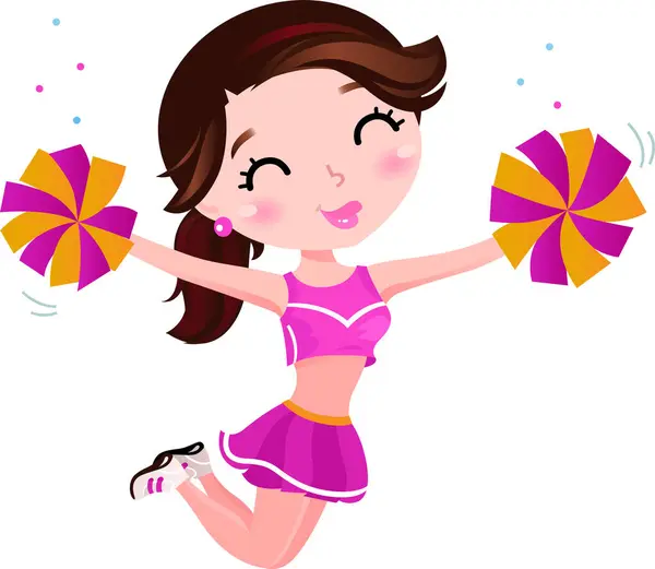 Illustration Happy Girl Pink Costume Dancing — Stock Vector