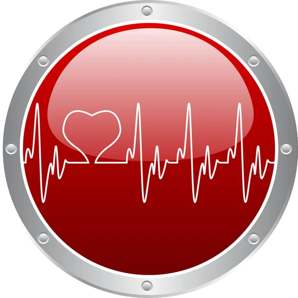 Ícone Batimento Cardíaco Botão Internet Fundo Branco — Vetor de Stock