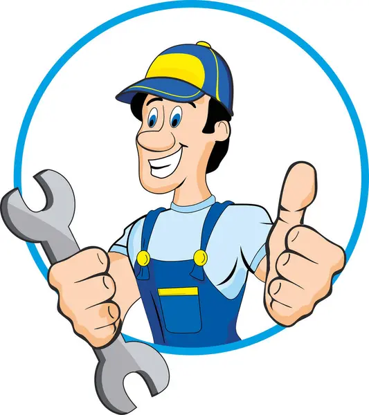 Illustration Happy Handyman Showing Thumb Sign Stock Illustration