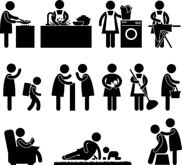 Set People Silhouettes Family Concept — Stock Vector
