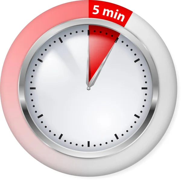 Klocka Med Röd Minuter Rendering Isolerad Vitt — Stock vektor