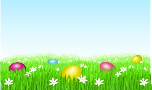 Vector Easter Eggs Grass — Stock Vector