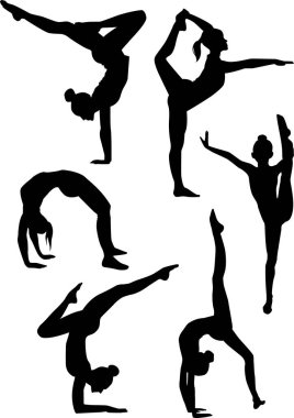 Farklı pozları olan insanların siluetleri.