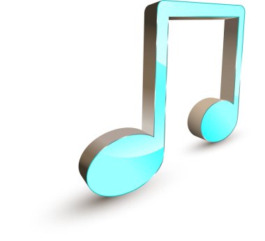 3D müzik Not simgesi beyaz zemin üzerine