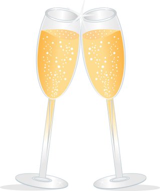 Beyaz arka planda bir kadeh şampanya.