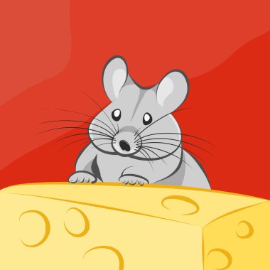 Çizgi film faresinin arka planında sevimli bir peynir