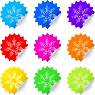 Bir dizi noel yıldızı çıkartması.