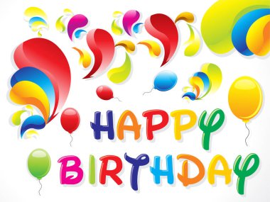 Renkli balonlar ve konfeti vektör illüstrasyonlu doğum günü arkaplanı