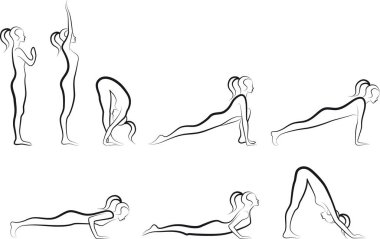 Asana kadın poz veriyor. resimleme