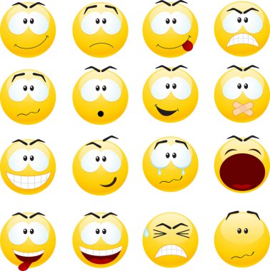 Çizgi film yüz ifadeleri ayarlandı. vektör.