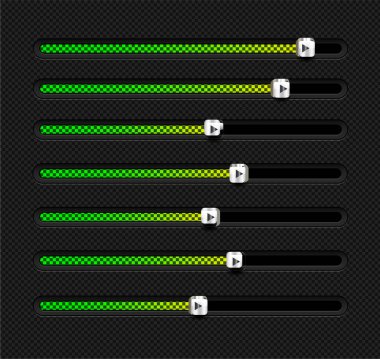 Siyah üzerine yükleme çubukları seti