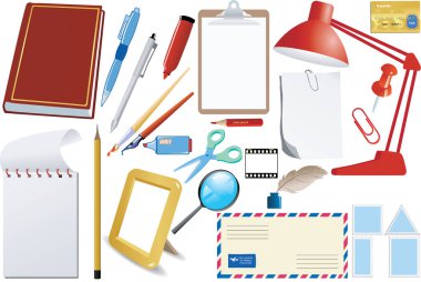 Okul ofis malzemeleri ve kırtasiye malzemeleri.