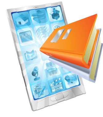 dijital tablet ve beyaz üzerine kitap