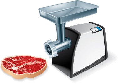 3D görüntüleme. Beyaz arka planda bıçaklı biftek. izole.