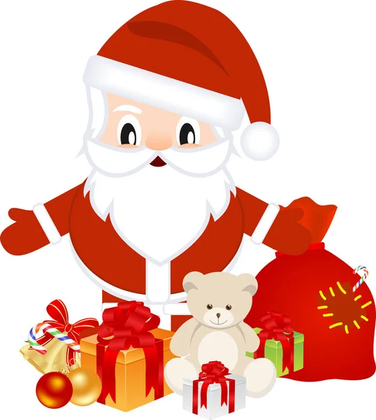 Weihnachtsmann Und Geschenke — Stockvektor