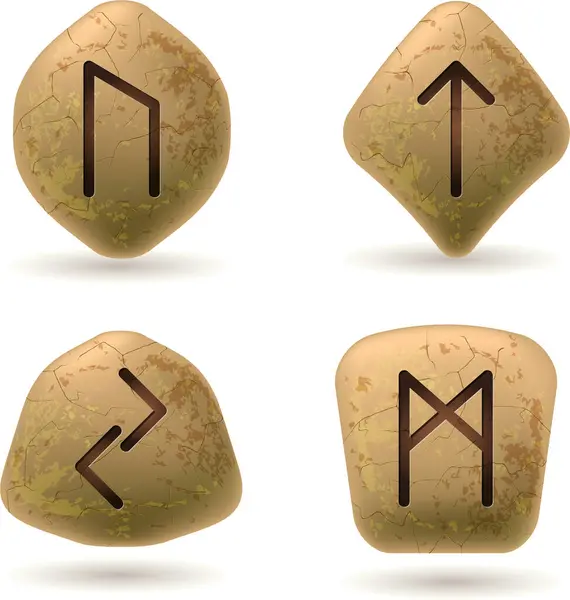 Набор Камней Руническими Знаками — стоковый вектор
