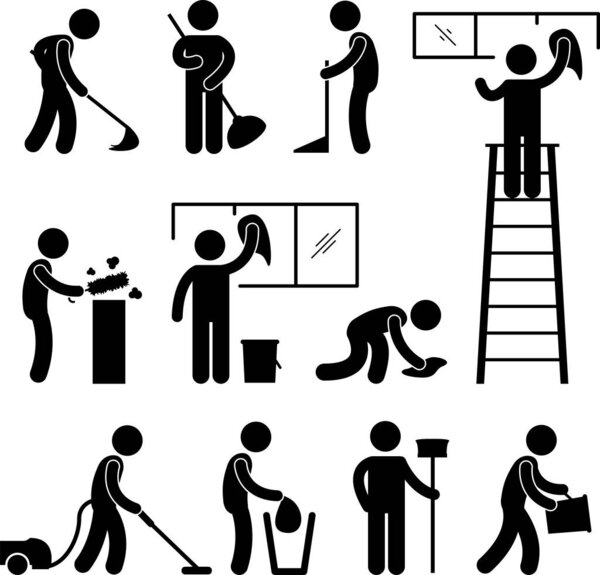 vector set of cleaning icons on white background