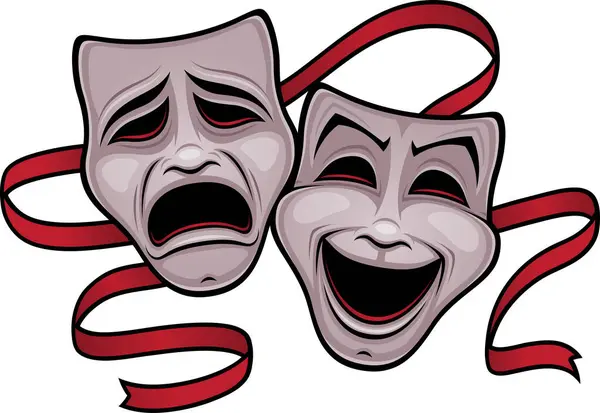 2つのコメディ劇場マスクの漫画のイメージ — ストックベクタ