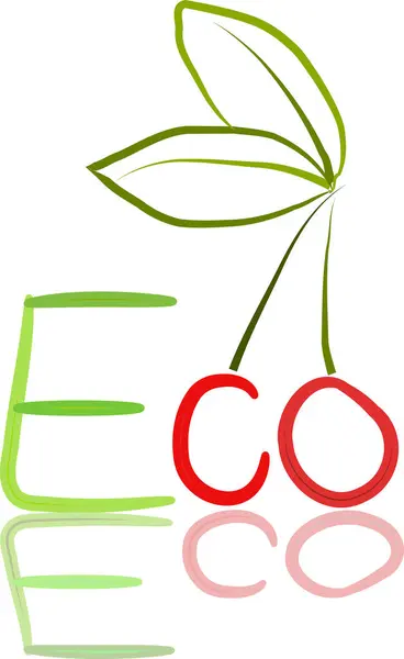 Ilustración Ecológica Con Cerezas — Vector de stock