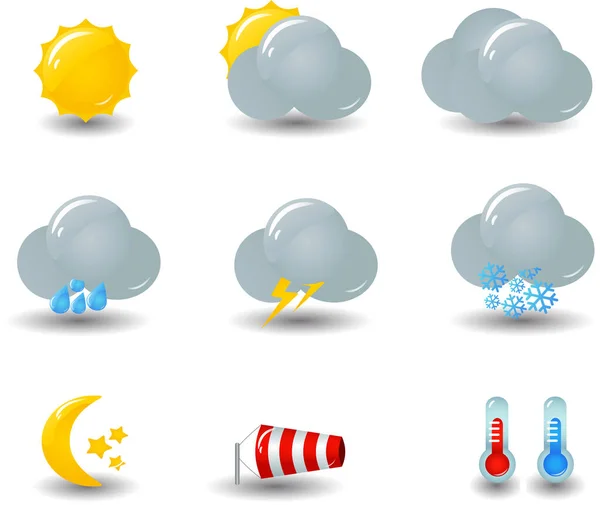 Set Nine Weather Icons — Stock Vector