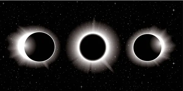 Eclipse Solar Fundo Espaço Gráficos De Vetores