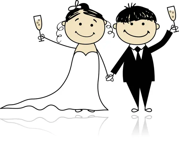 Illustration Wedding Couple — Stock Vector
