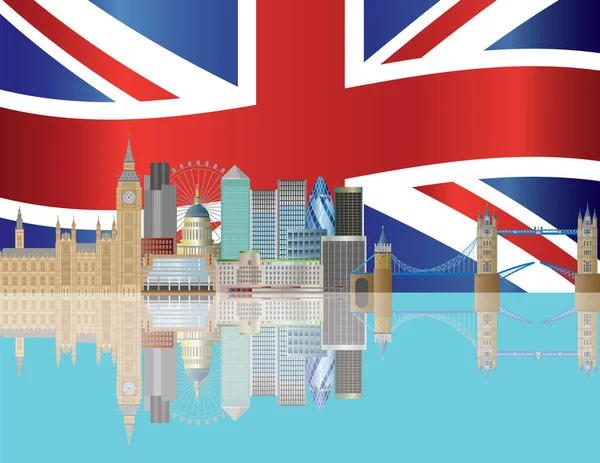Londýnská Cityline Britskou Vlajkou — Stockový vektor